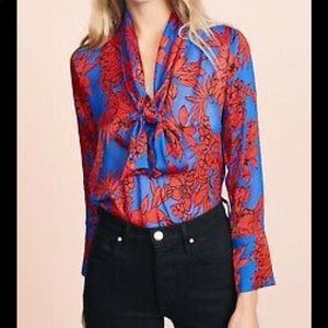 Alice and Olivia floral top with bow on neck